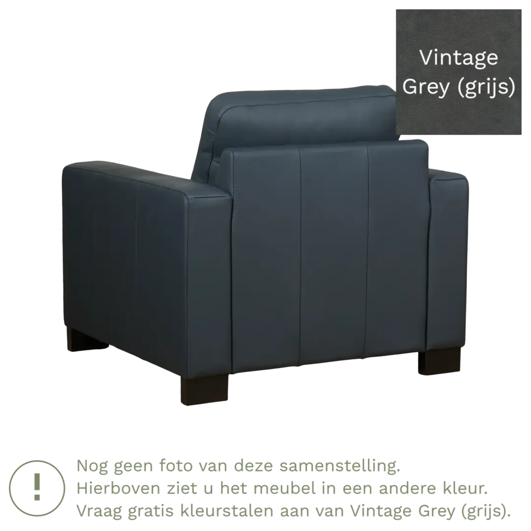 afbeelding van Leren fauteuil Energy - Vintage Grey (grijs) - Poten hout bruin