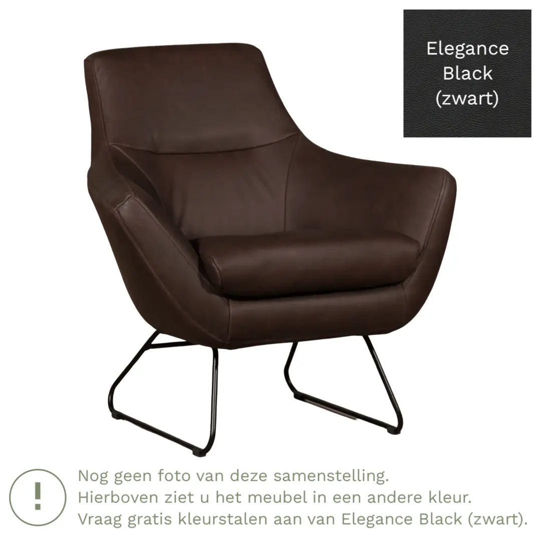 afbeelding van Leren fauteuil Fame - Elegance Black (zwart)