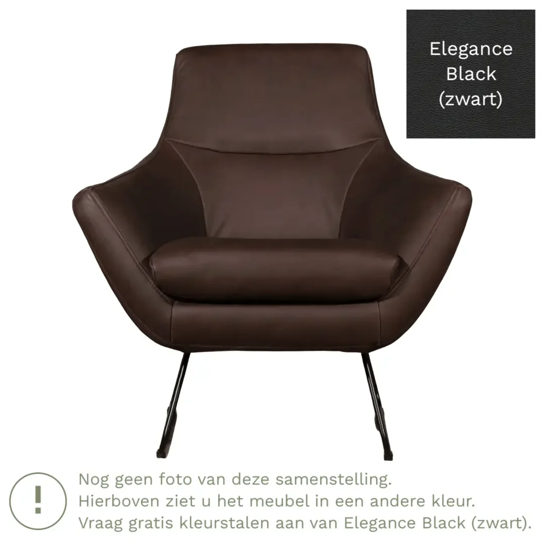 afbeelding van Leren fauteuil Fame - Elegance Black (zwart)