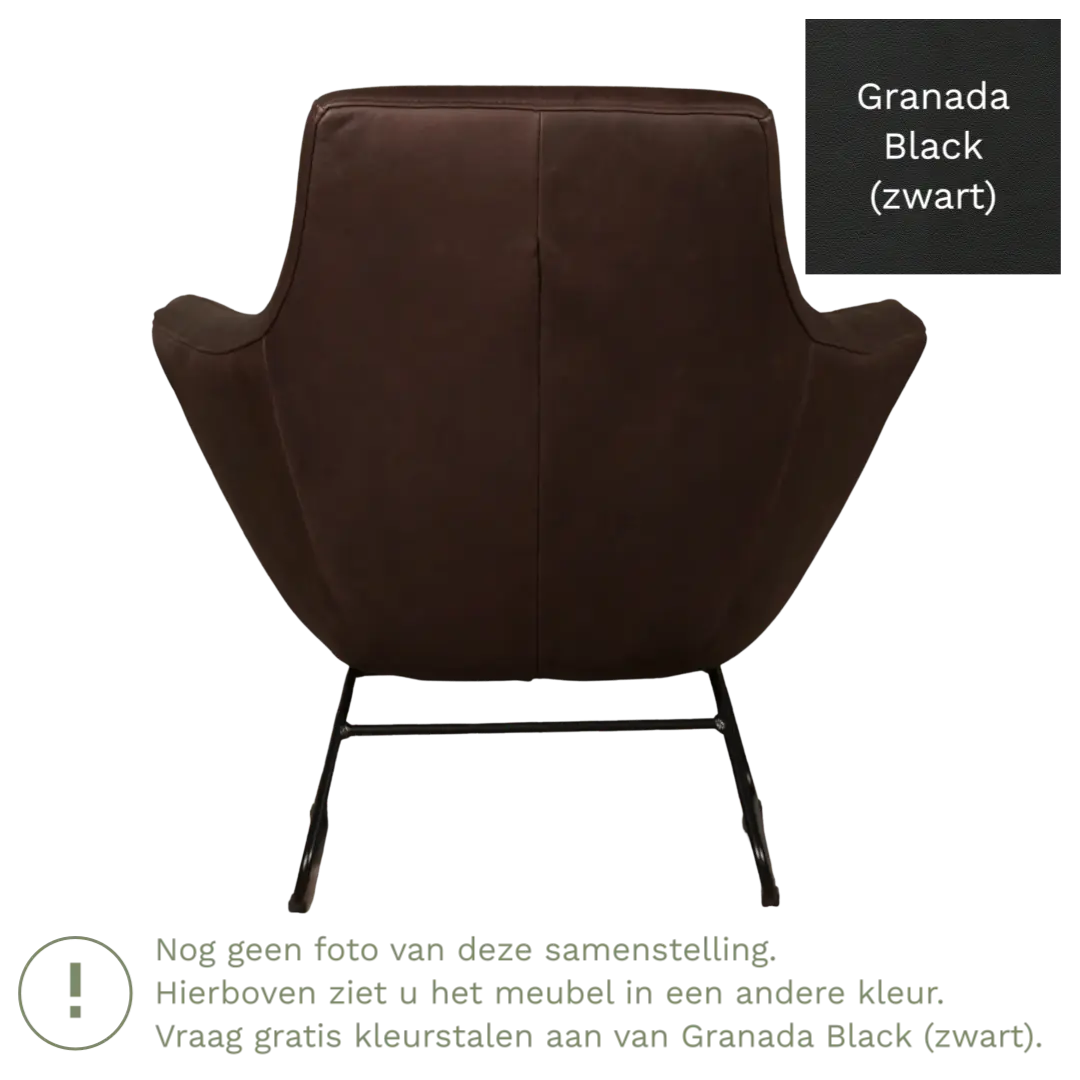 afbeelding van Leren fauteuil Fame - Granada Black (zwart)