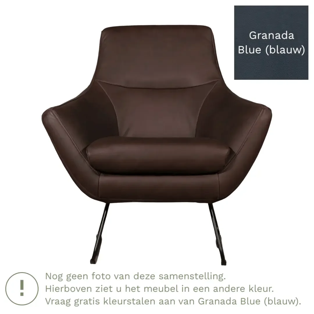 afbeelding van Leren fauteuil Fame - Granada Blue (blauw)