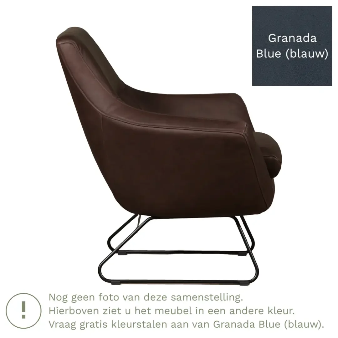 afbeelding van Leren fauteuil Fame - Granada Blue (blauw)