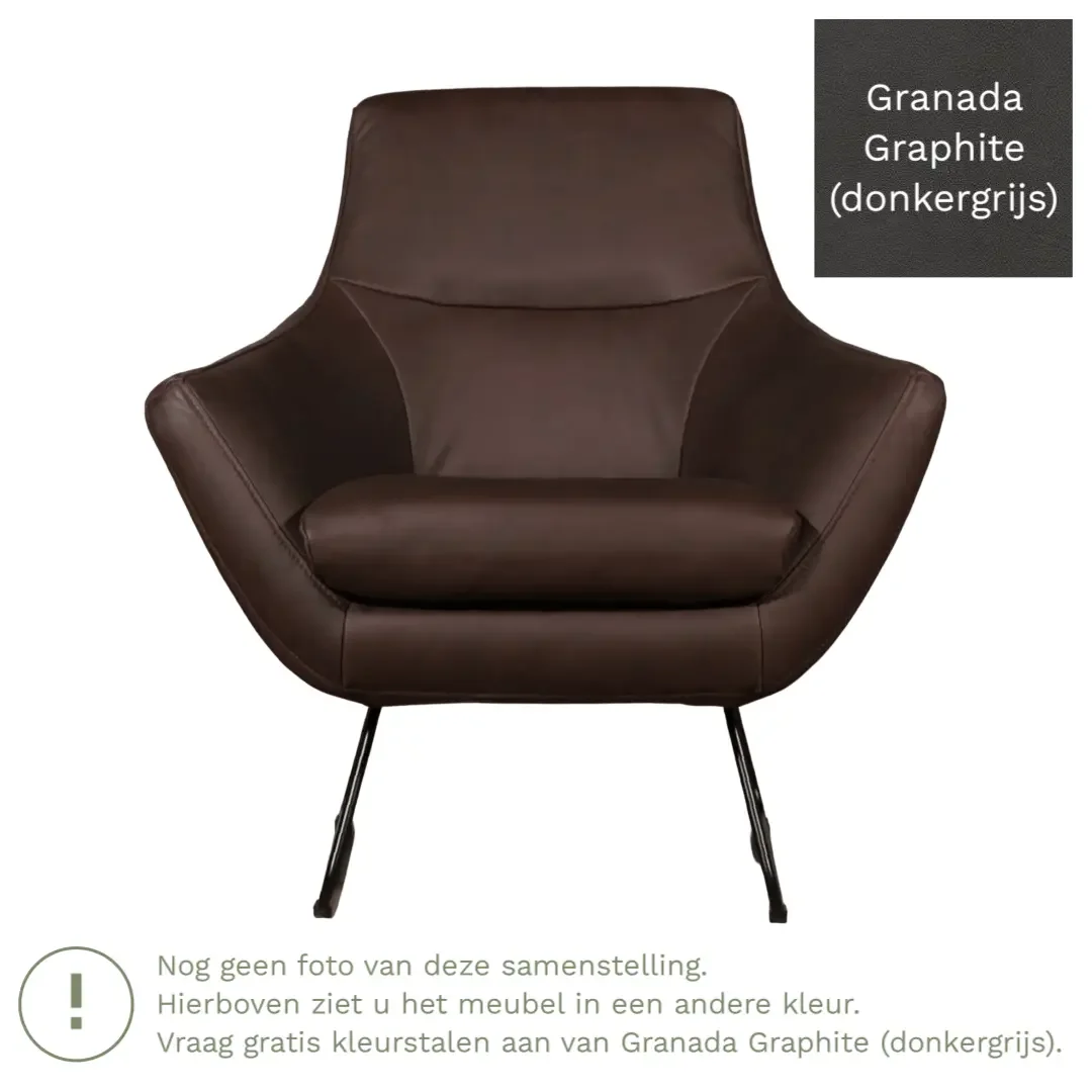 afbeelding van Leren fauteuil Fame - Granada Graphite (donkergrijs)