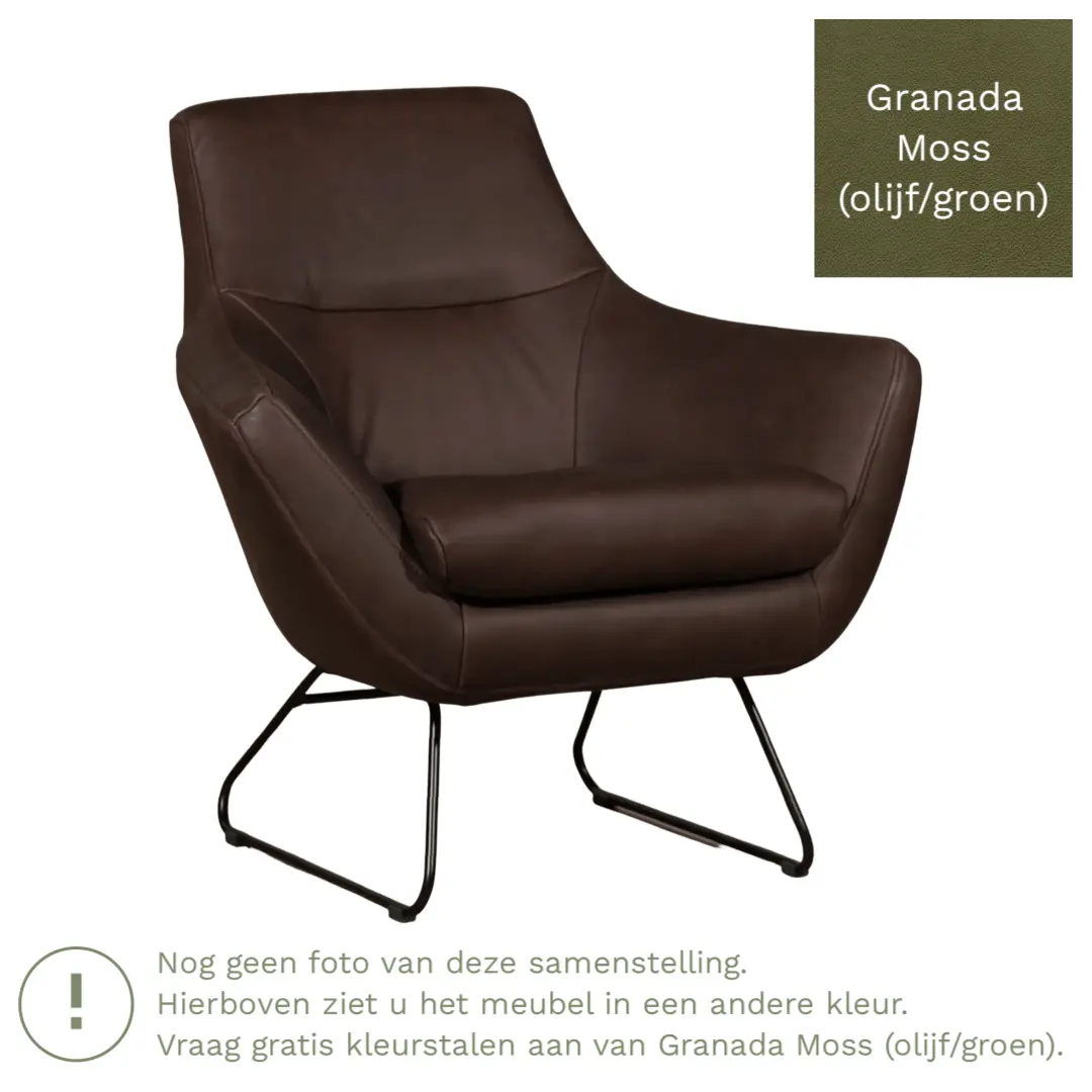 afbeelding van Leren fauteuil Fame - Granada Moss (olijf/groen)