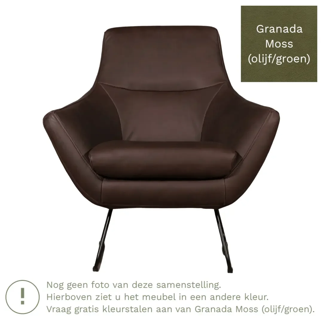 afbeelding van Leren fauteuil Fame - Granada Moss (olijf/groen)