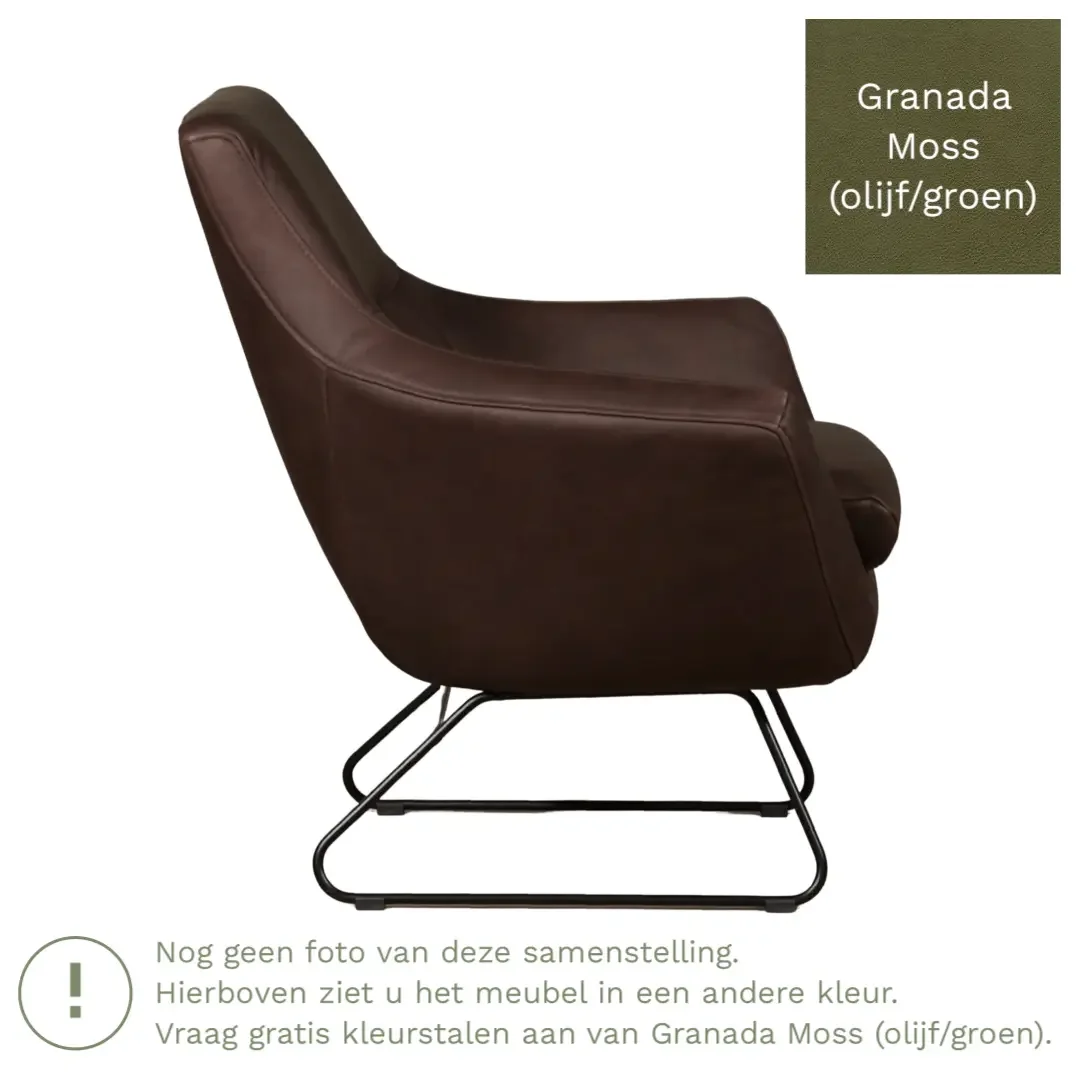 afbeelding van Leren fauteuil Fame - Granada Moss (olijf/groen)