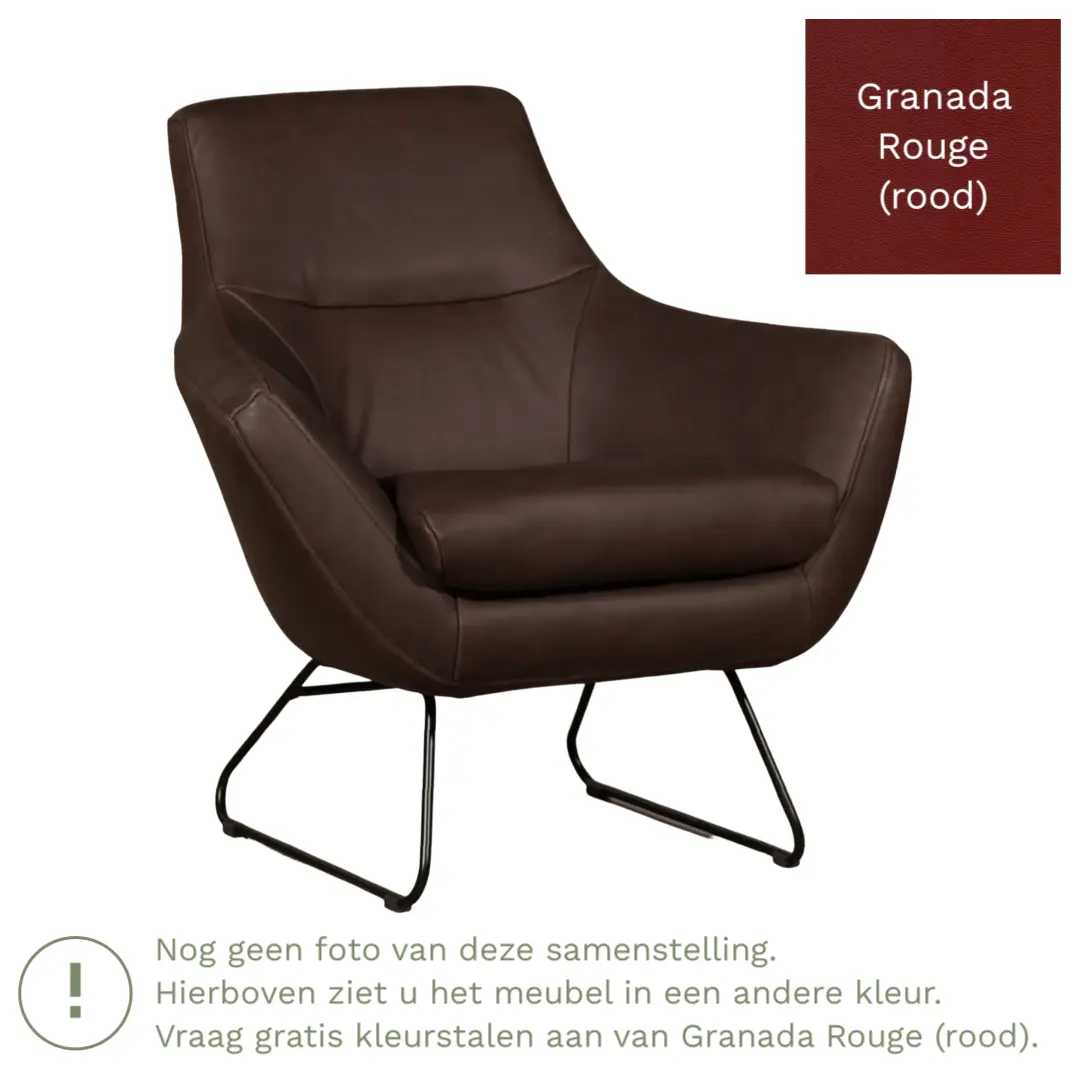 afbeelding van Leren fauteuil Fame - Granada Rouge (rood)