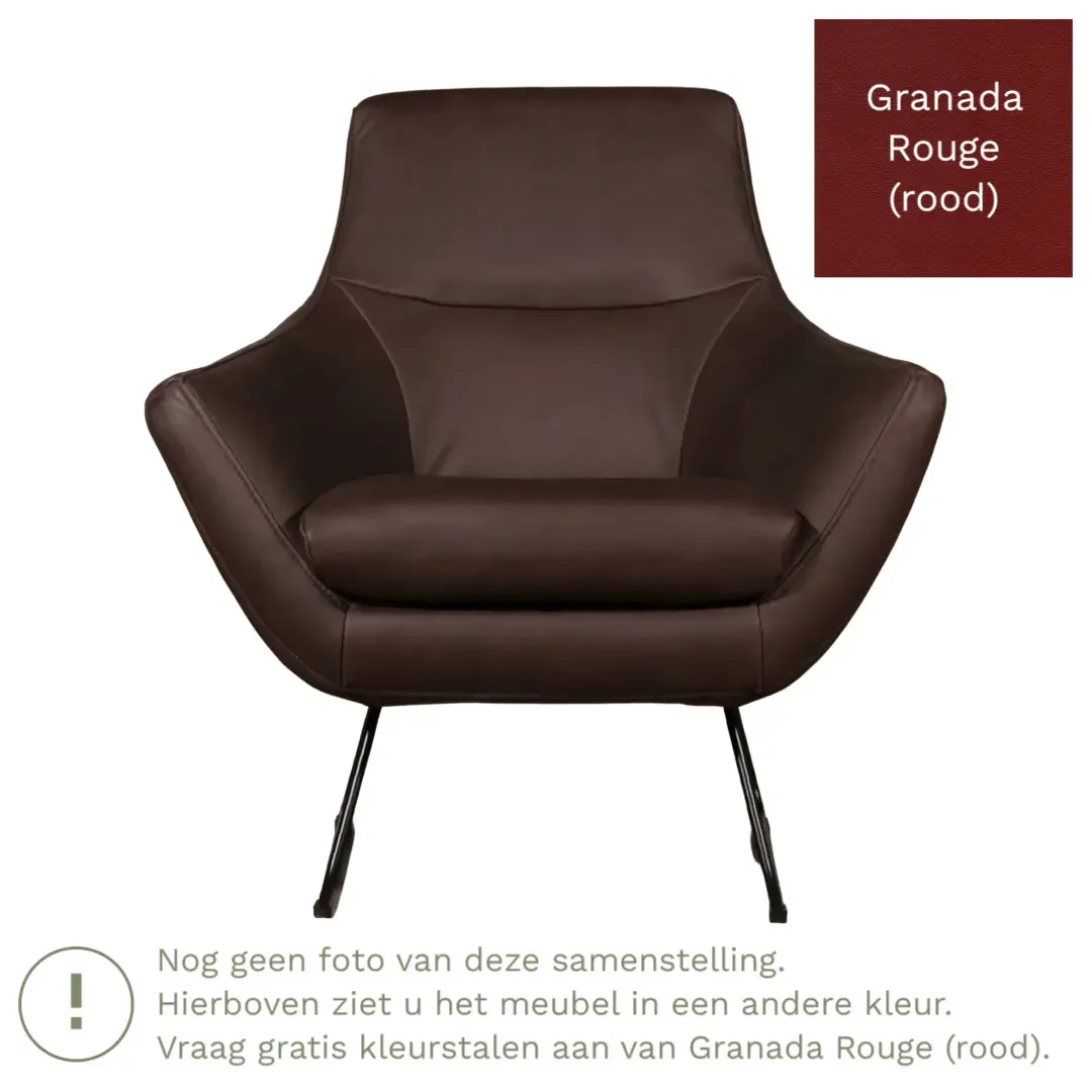 afbeelding van Leren fauteuil Fame - Granada Rouge (rood)