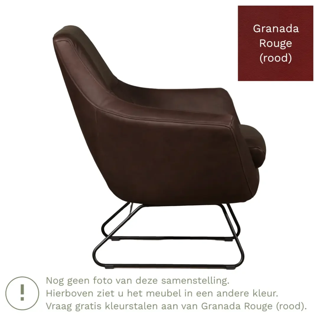 afbeelding van Leren fauteuil Fame - Granada Rouge (rood)