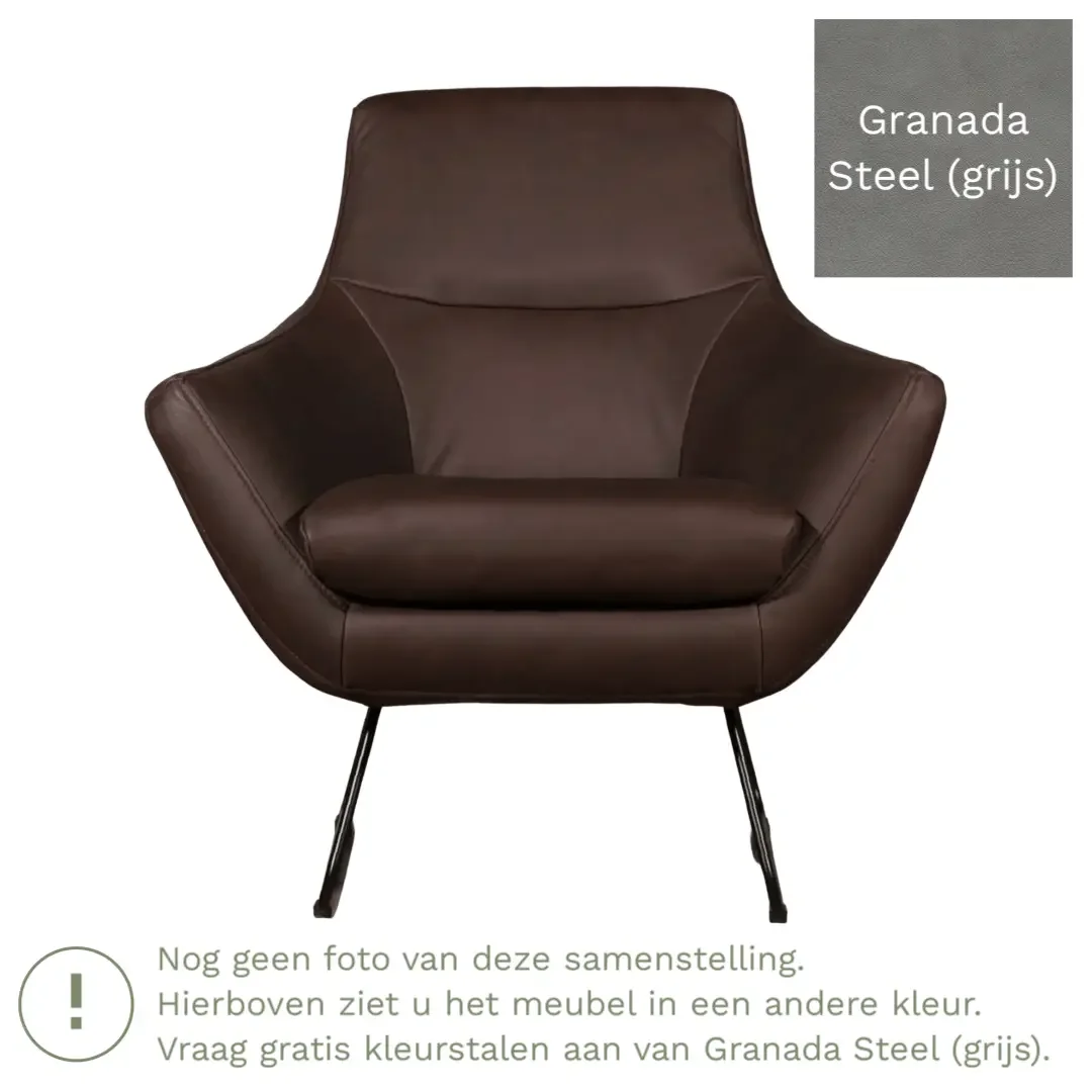afbeelding van Leren fauteuil Fame - Granada Steel (grijs)
