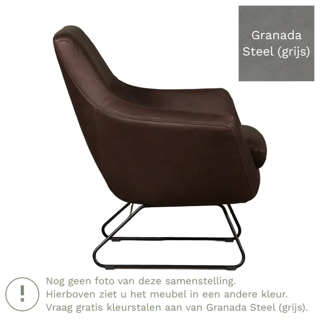 afbeelding van Leren fauteuil Fame - Granada Steel (grijs)