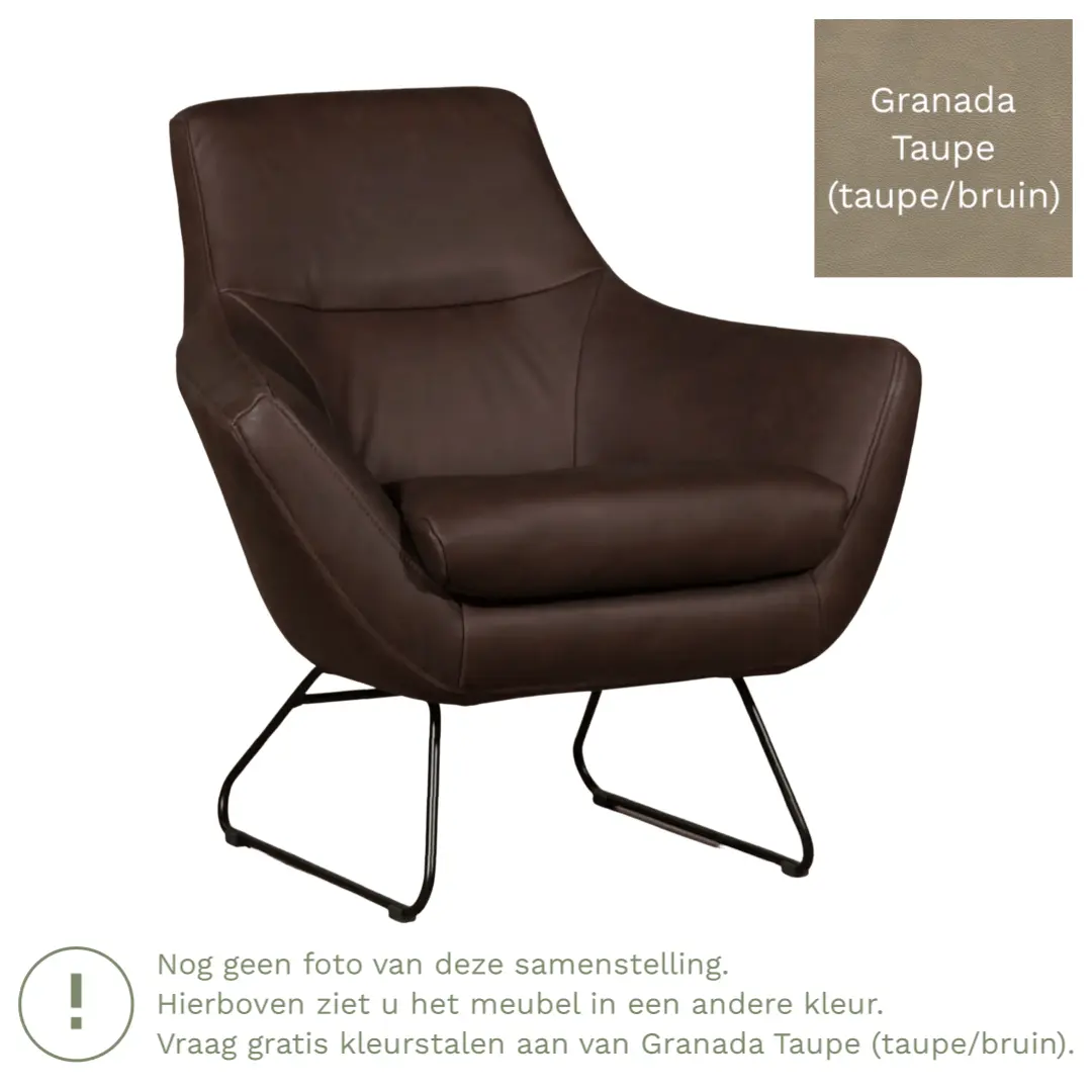 afbeelding van Leren fauteuil Fame - Granada Taupe (taupe/bruin)