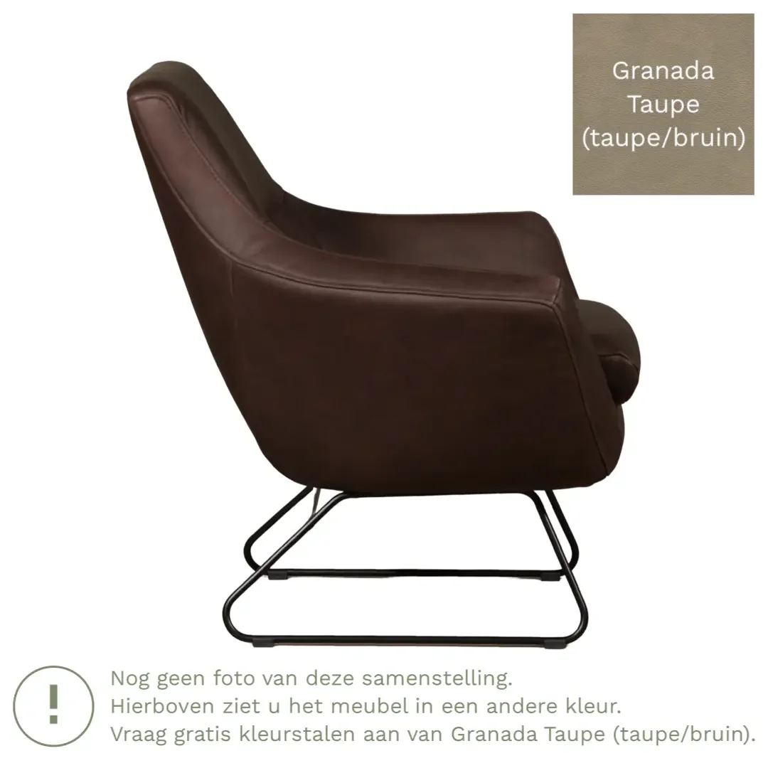 afbeelding van Leren fauteuil Fame - Granada Taupe (taupe/bruin)