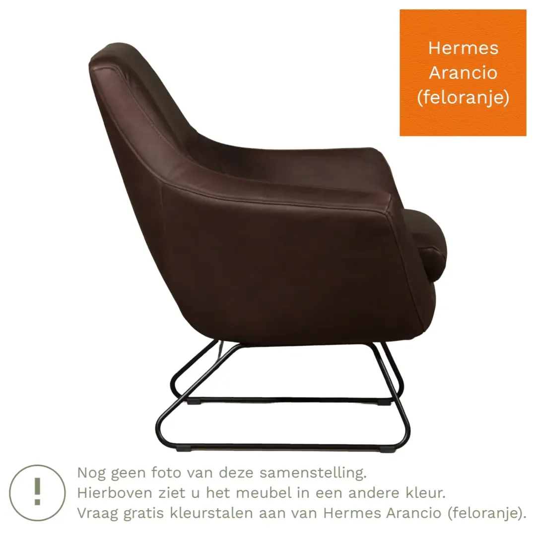 afbeelding van Leren fauteuil Fame - Hermes Arancio (feloranje)