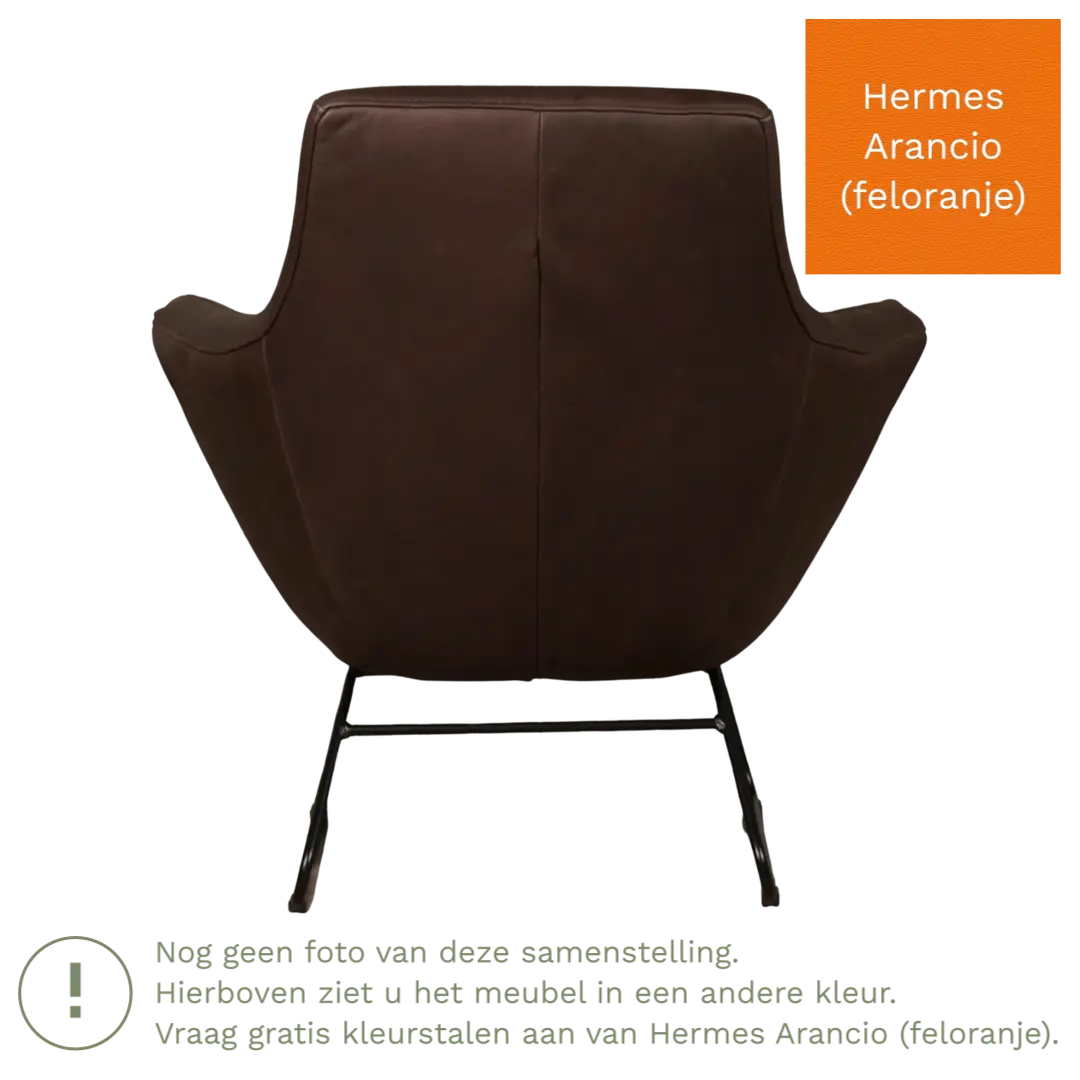 afbeelding van Leren fauteuil Fame - Hermes Arancio (feloranje)