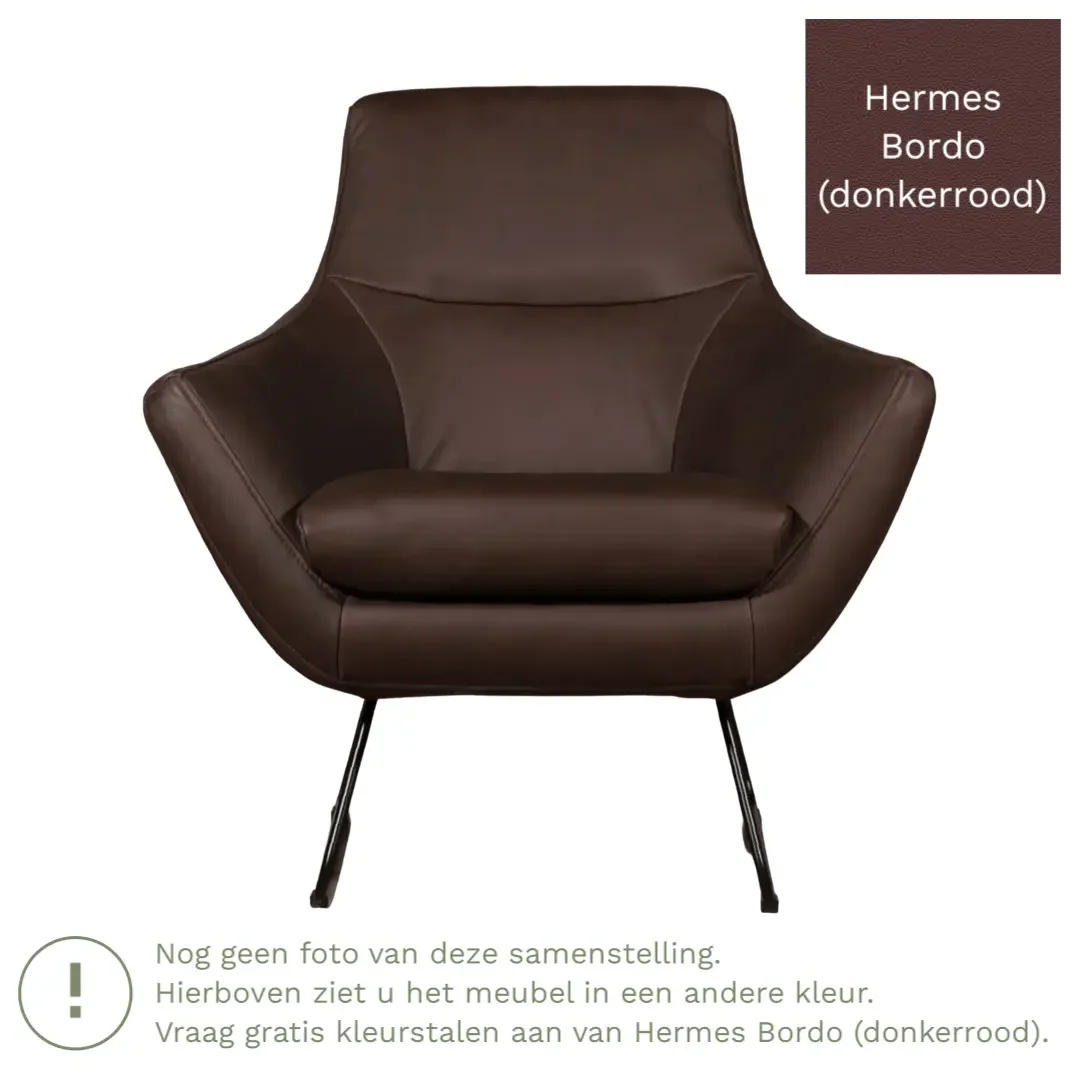 afbeelding van Leren fauteuil Fame - Hermes Bordo (donkerrood)