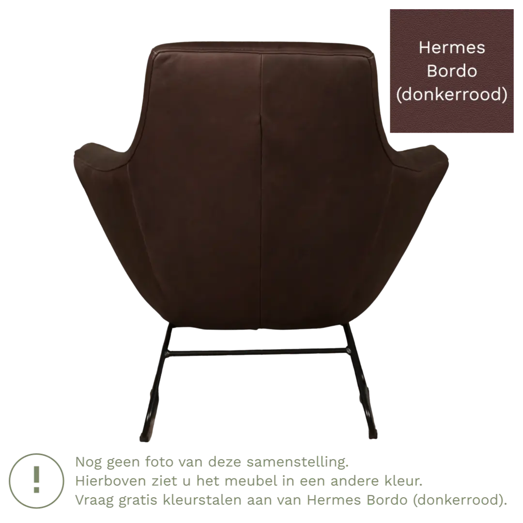 afbeelding van Leren fauteuil Fame - Hermes Bordo (donkerrood)
