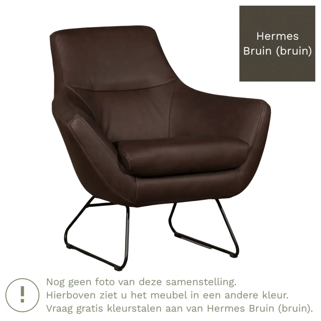 afbeelding van Leren fauteuil Fame - Hermes Bruin (bruin)