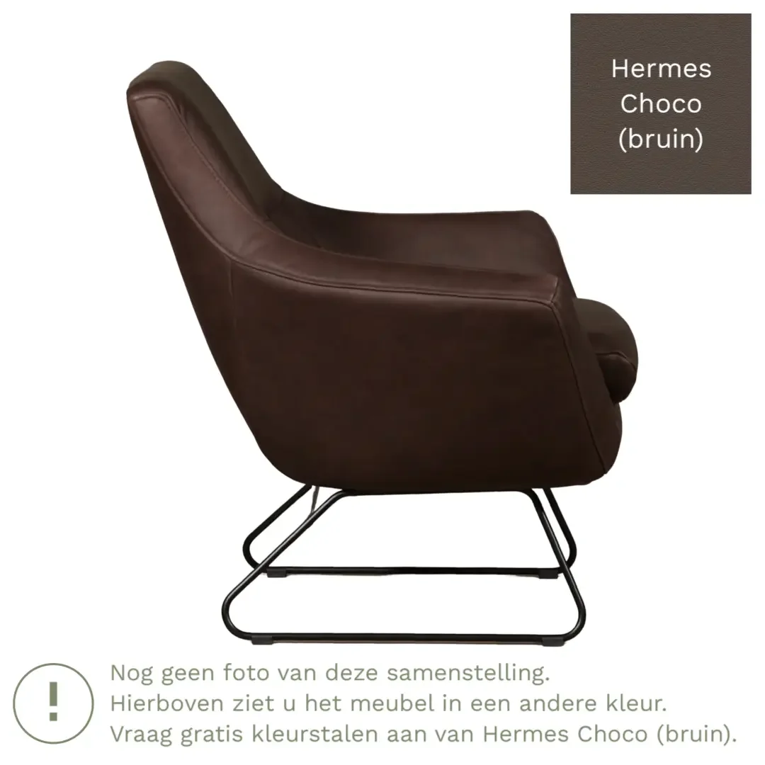 afbeelding van Leren fauteuil Fame - Hermes Choco (bruin)