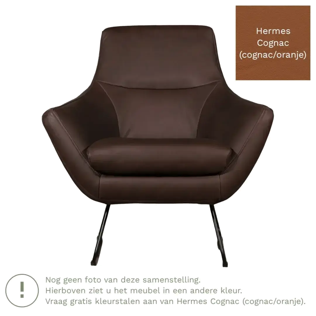 afbeelding van Leren fauteuil Fame - Hermes Cognac (cognac/oranje)