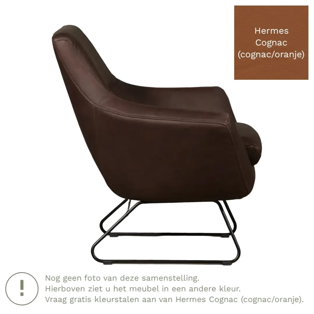 afbeelding van Leren fauteuil Fame - Hermes Cognac (cognac/oranje)