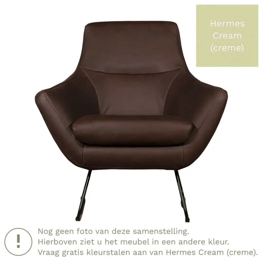 afbeelding van Leren fauteuil Fame - Hermes Cream (crème)