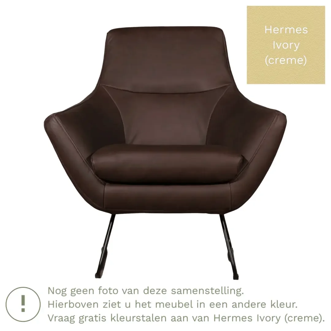 afbeelding van Leren fauteuil Fame - Hermes Ivory (crème)