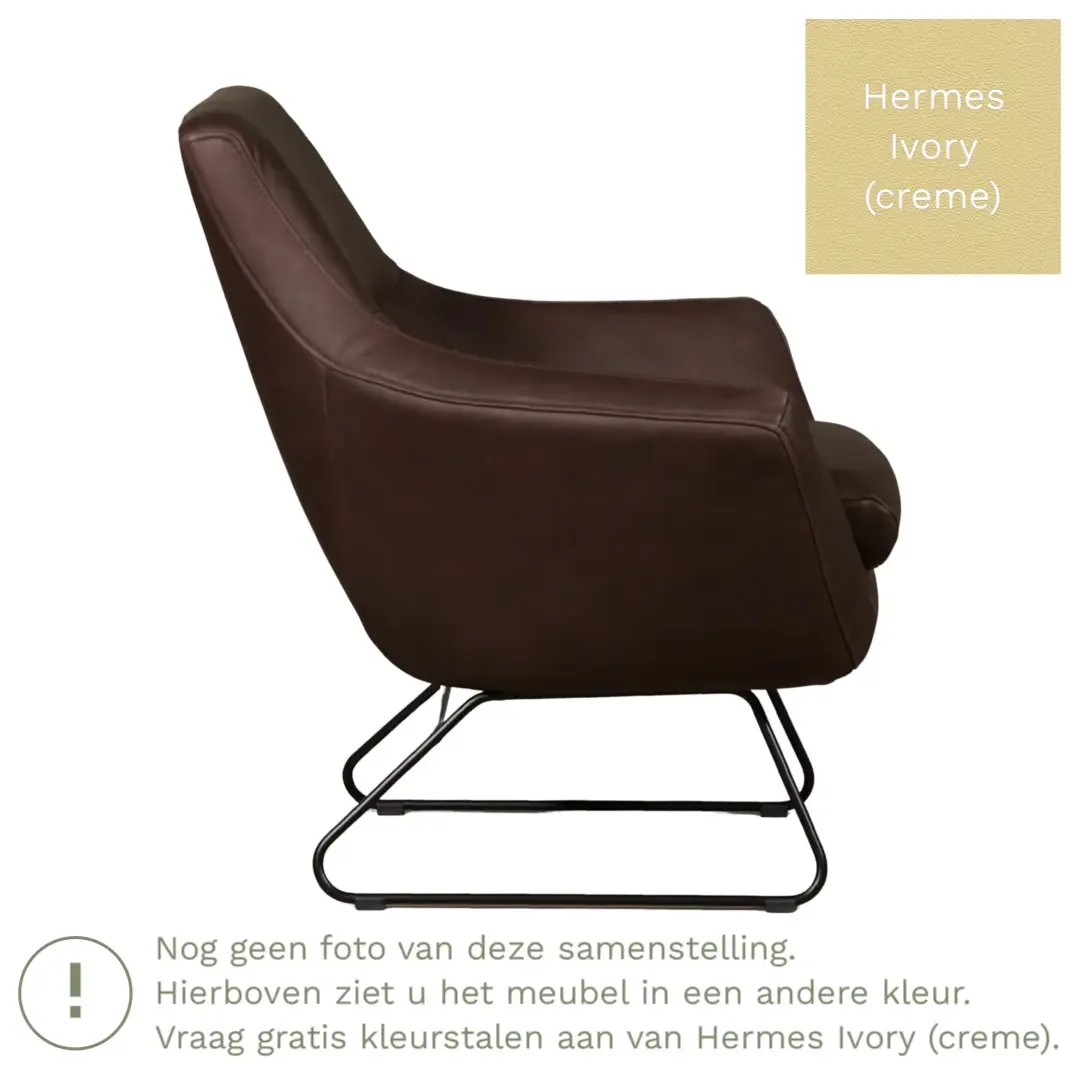 afbeelding van Leren fauteuil Fame - Hermes Ivory (crème)