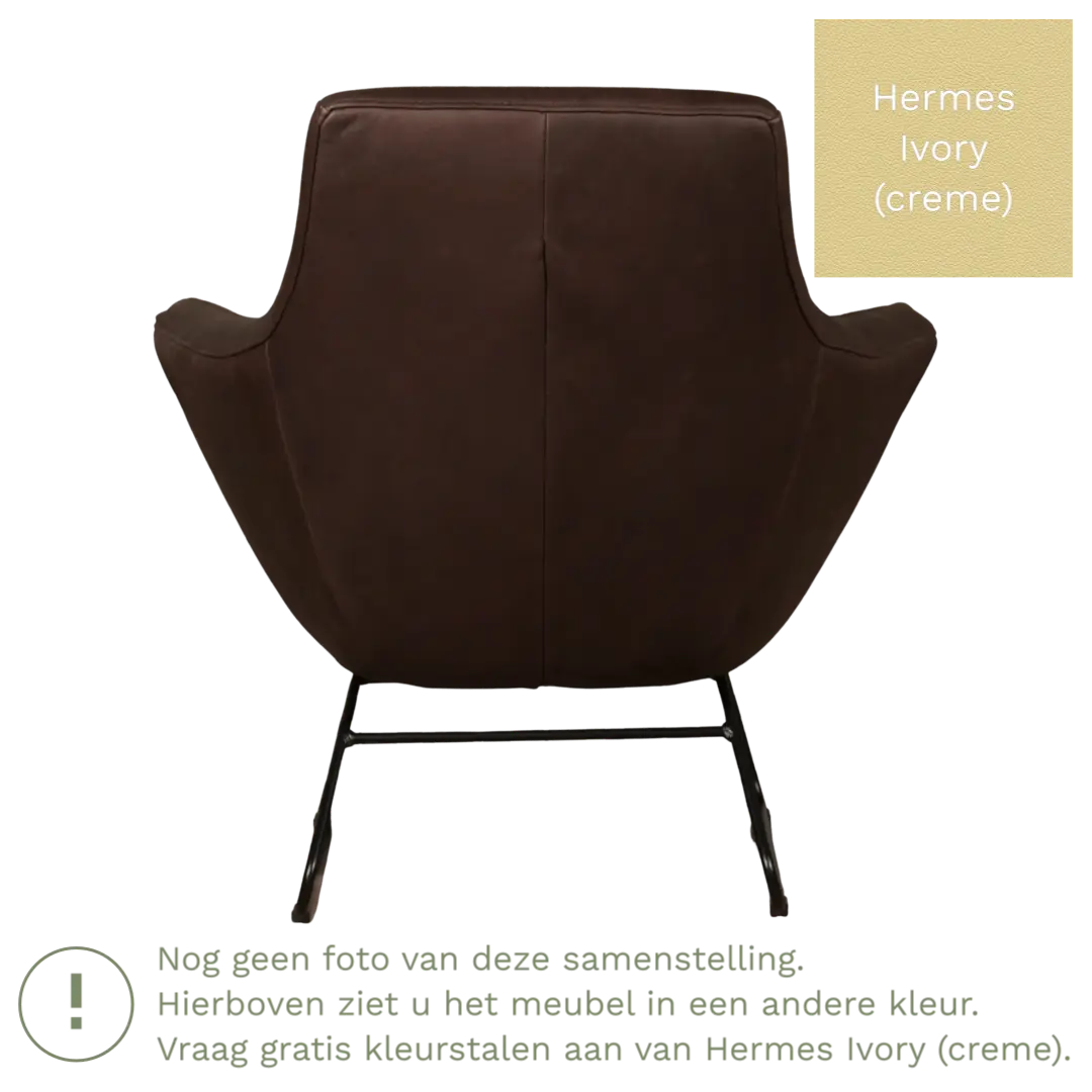 afbeelding van Leren fauteuil Fame - Hermes Ivory (crème)