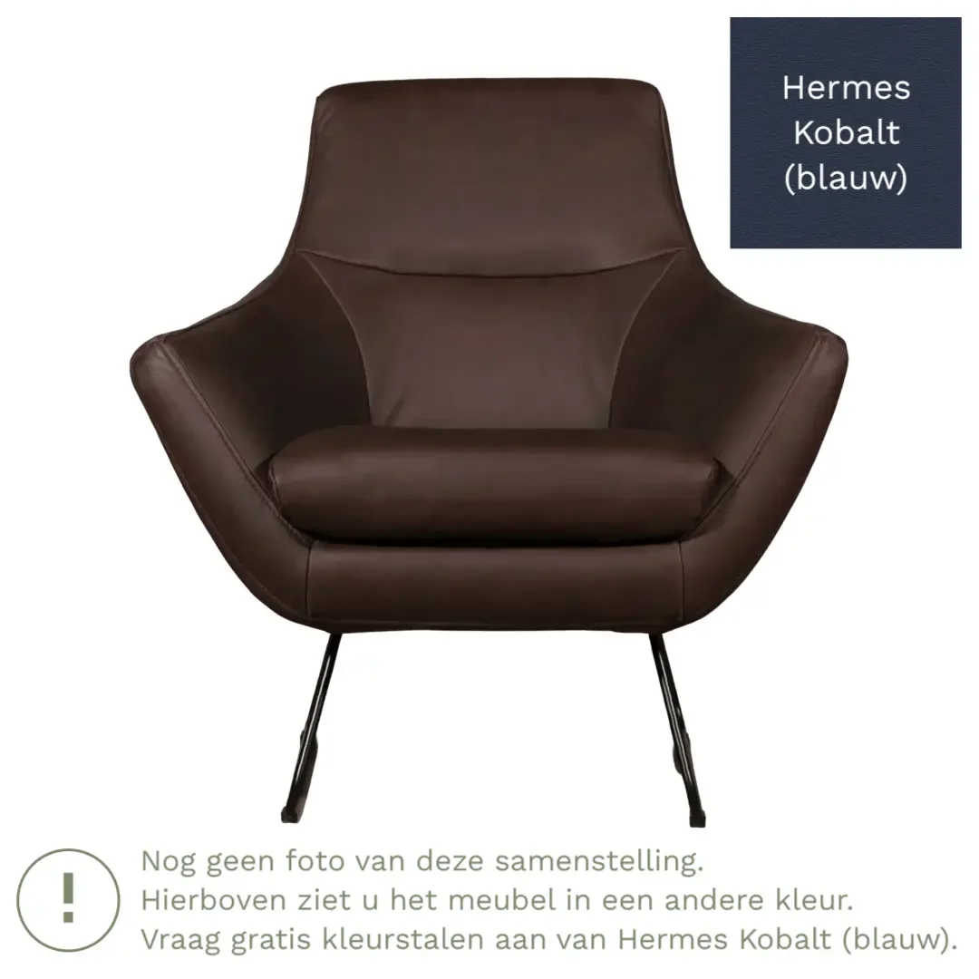 afbeelding van Leren fauteuil Fame - Hermes Kobalt (blauw)