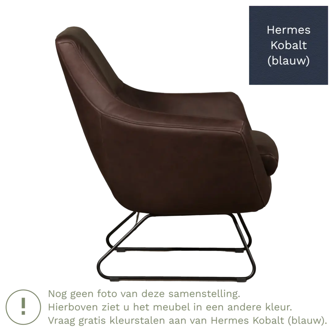 afbeelding van Leren fauteuil Fame - Hermes Kobalt (blauw)