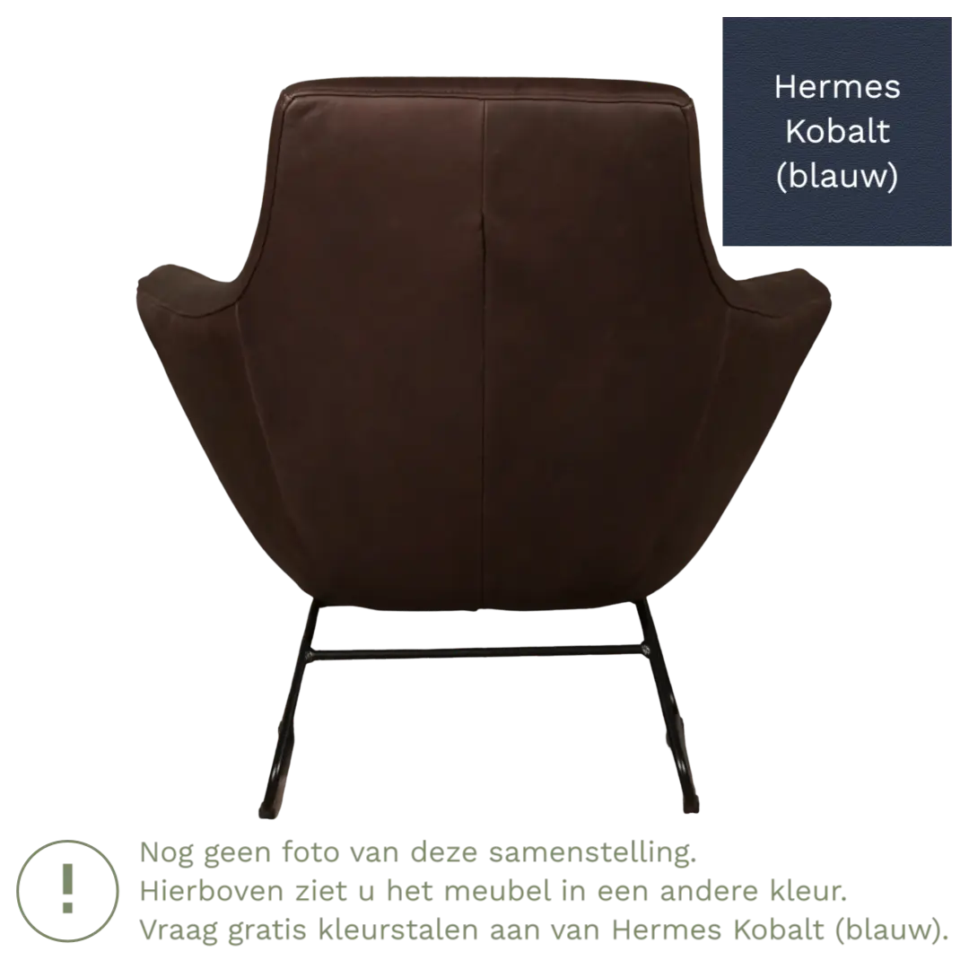 afbeelding van Leren fauteuil Fame - Hermes Kobalt (blauw)