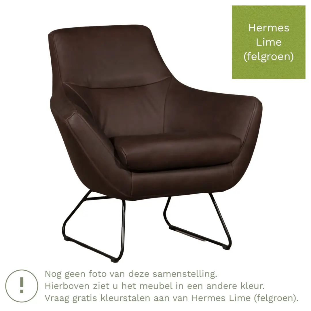 afbeelding van Leren fauteuil Fame - Hermes Lime (felgroen)