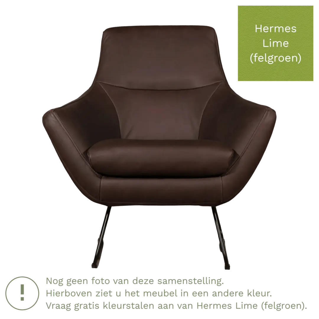 afbeelding van Leren fauteuil Fame - Hermes Lime (felgroen)
