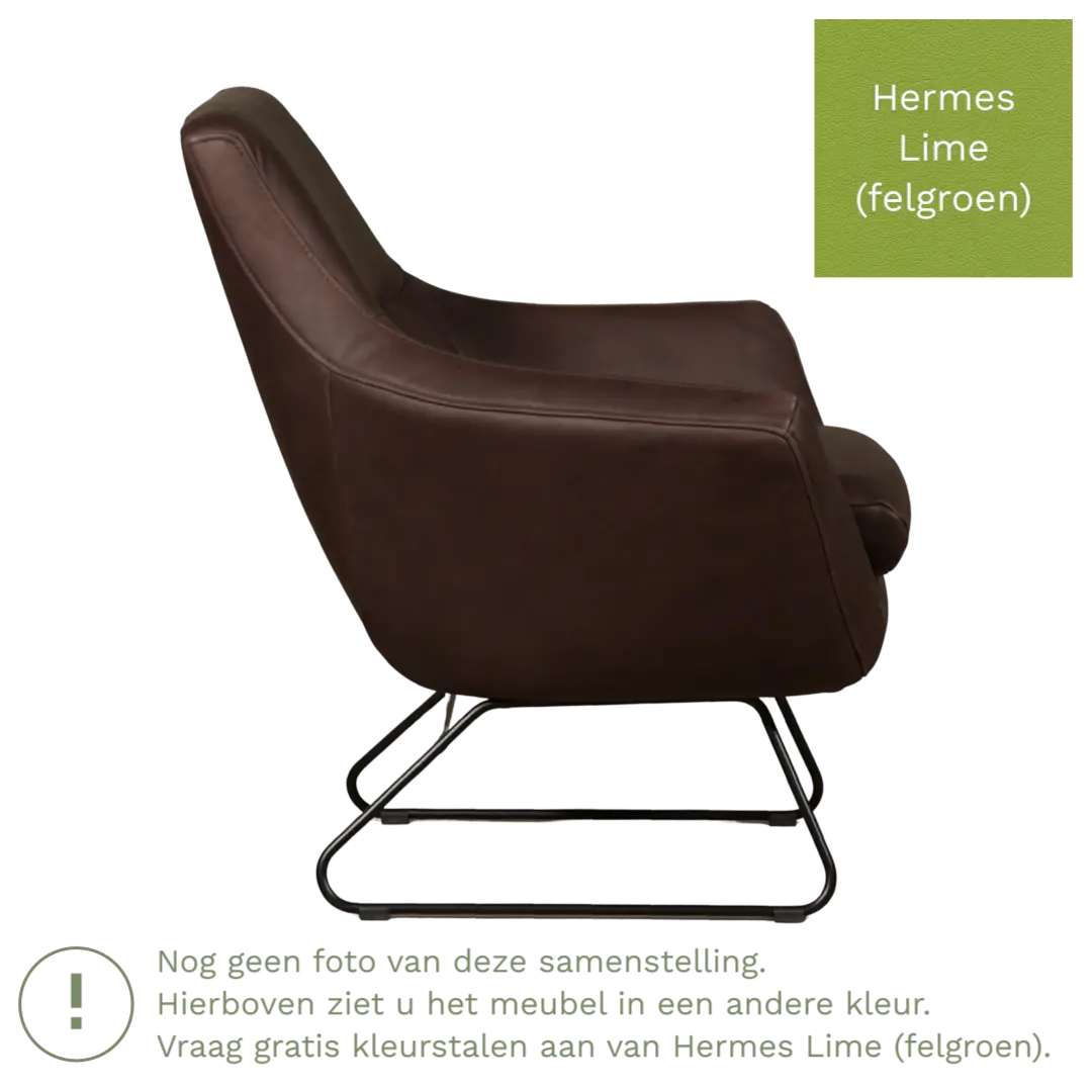 afbeelding van Leren fauteuil Fame - Hermes Lime (felgroen)