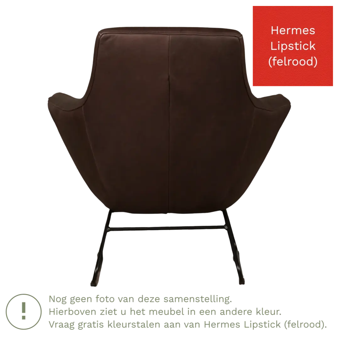 afbeelding van Leren fauteuil Fame - Hermes Lipstick (felrood)