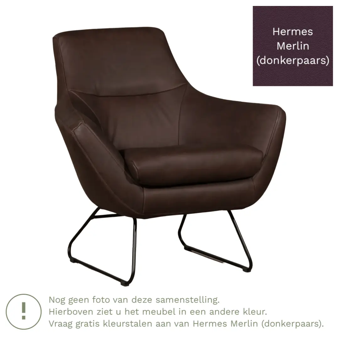 afbeelding van Leren fauteuil Fame - Hermes Merlin (donkerpaars)