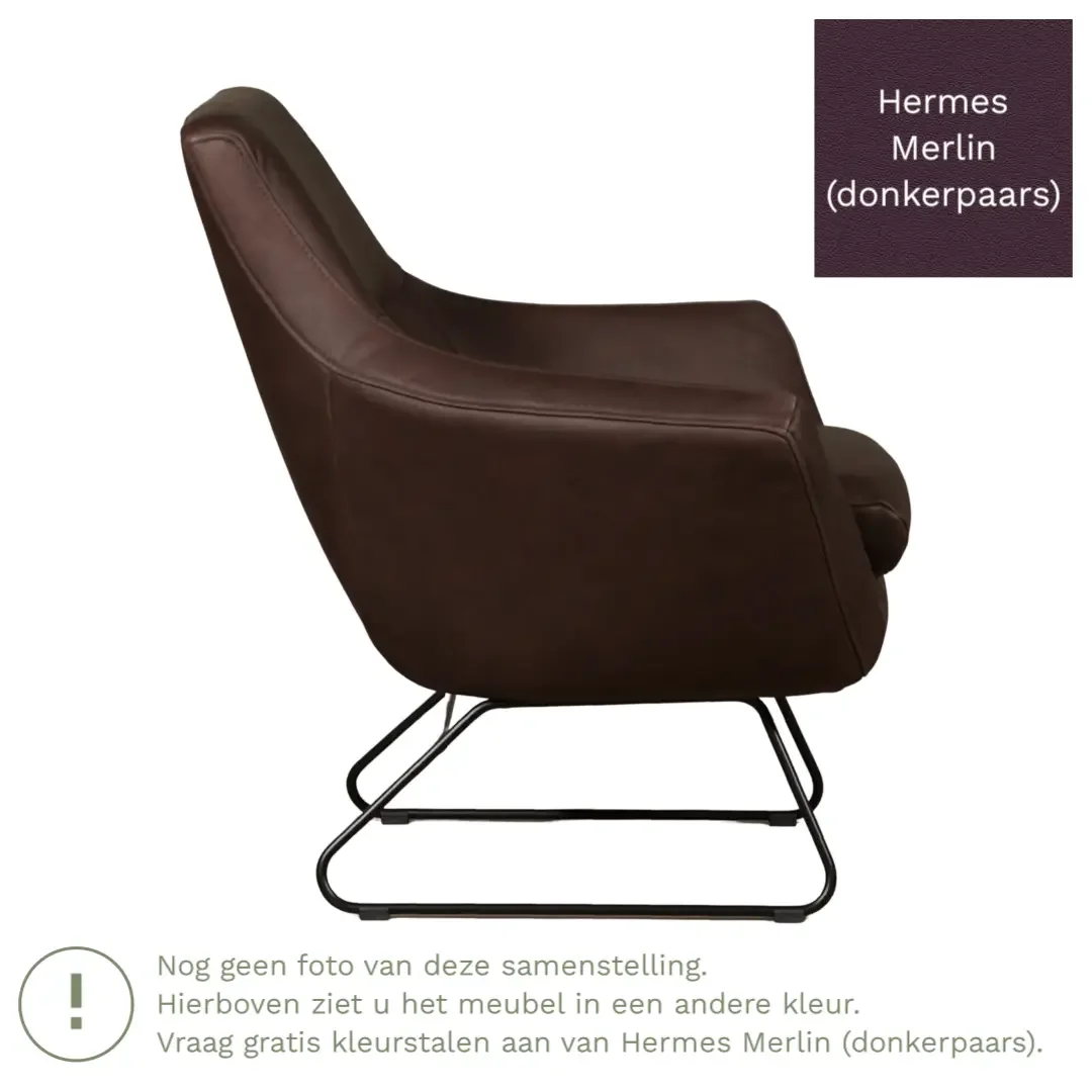 afbeelding van Leren fauteuil Fame - Hermes Merlin (donkerpaars)