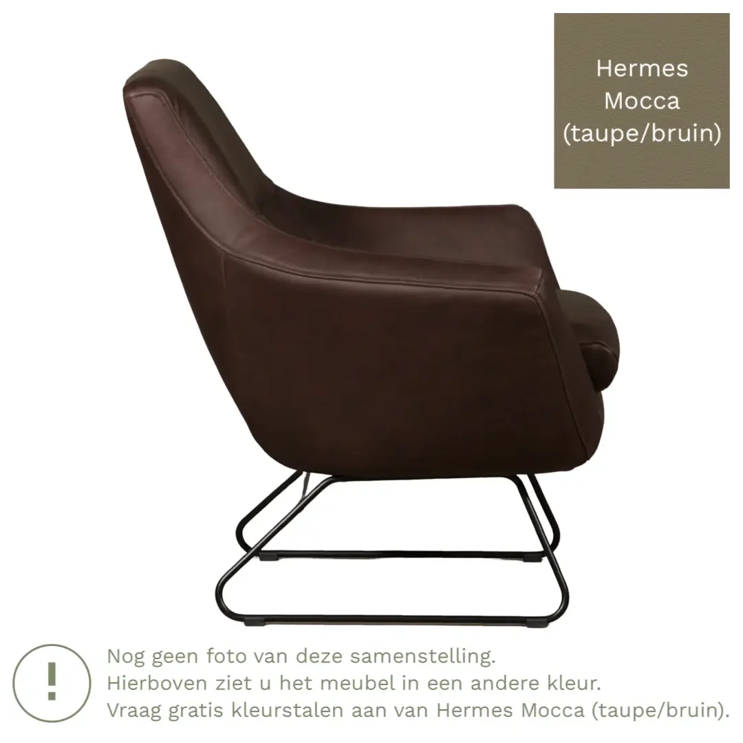 afbeelding van Leren fauteuil Fame - Hermes Mocca (taupe/bruin)