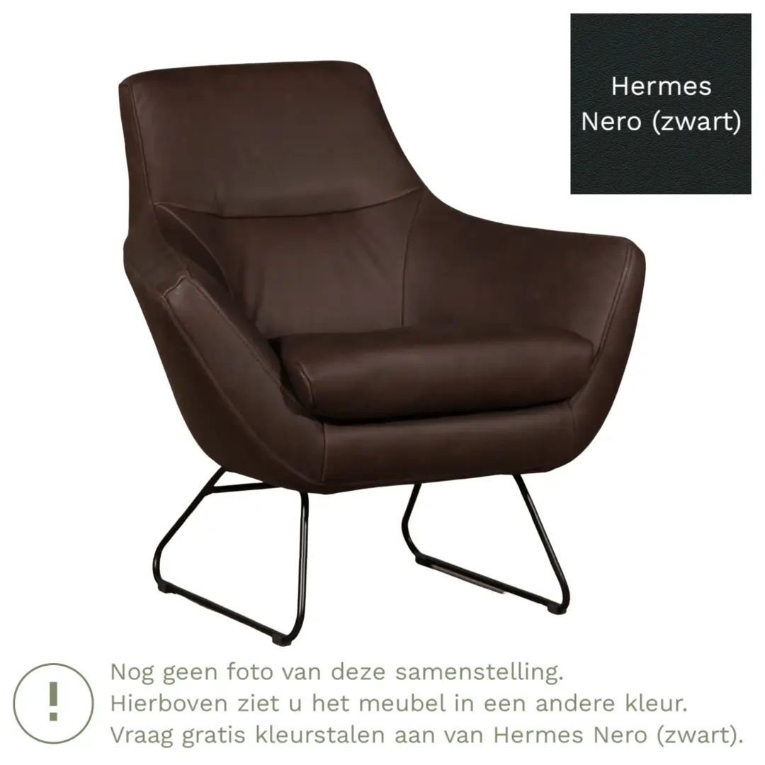 afbeelding van Leren fauteuil Fame - Hermes Nero (zwart)