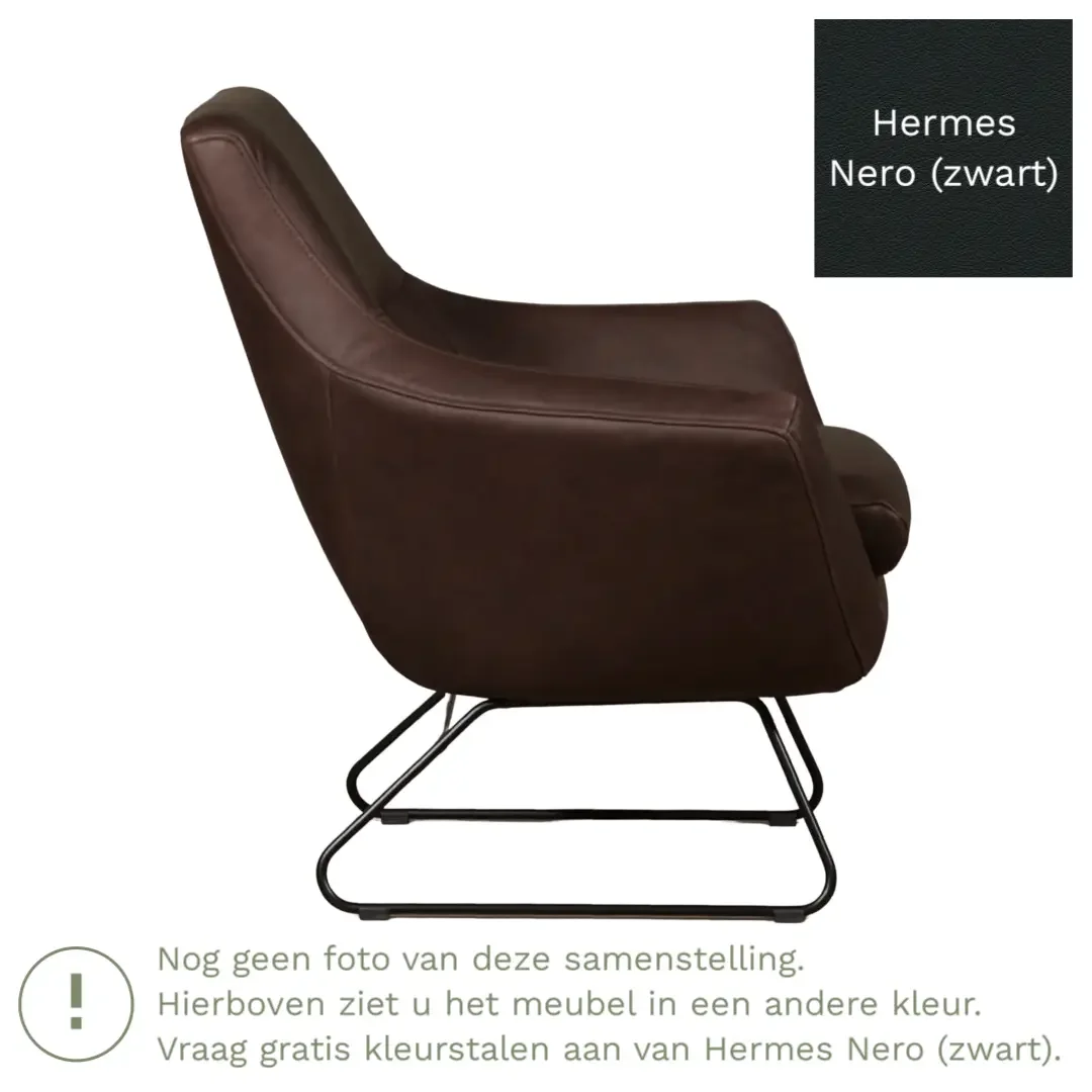 afbeelding van Leren fauteuil Fame - Hermes Nero (zwart)
