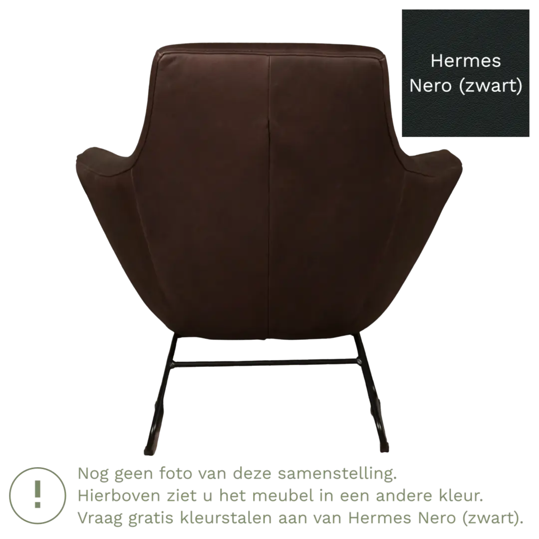 afbeelding van Leren fauteuil Fame - Hermes Nero (zwart)