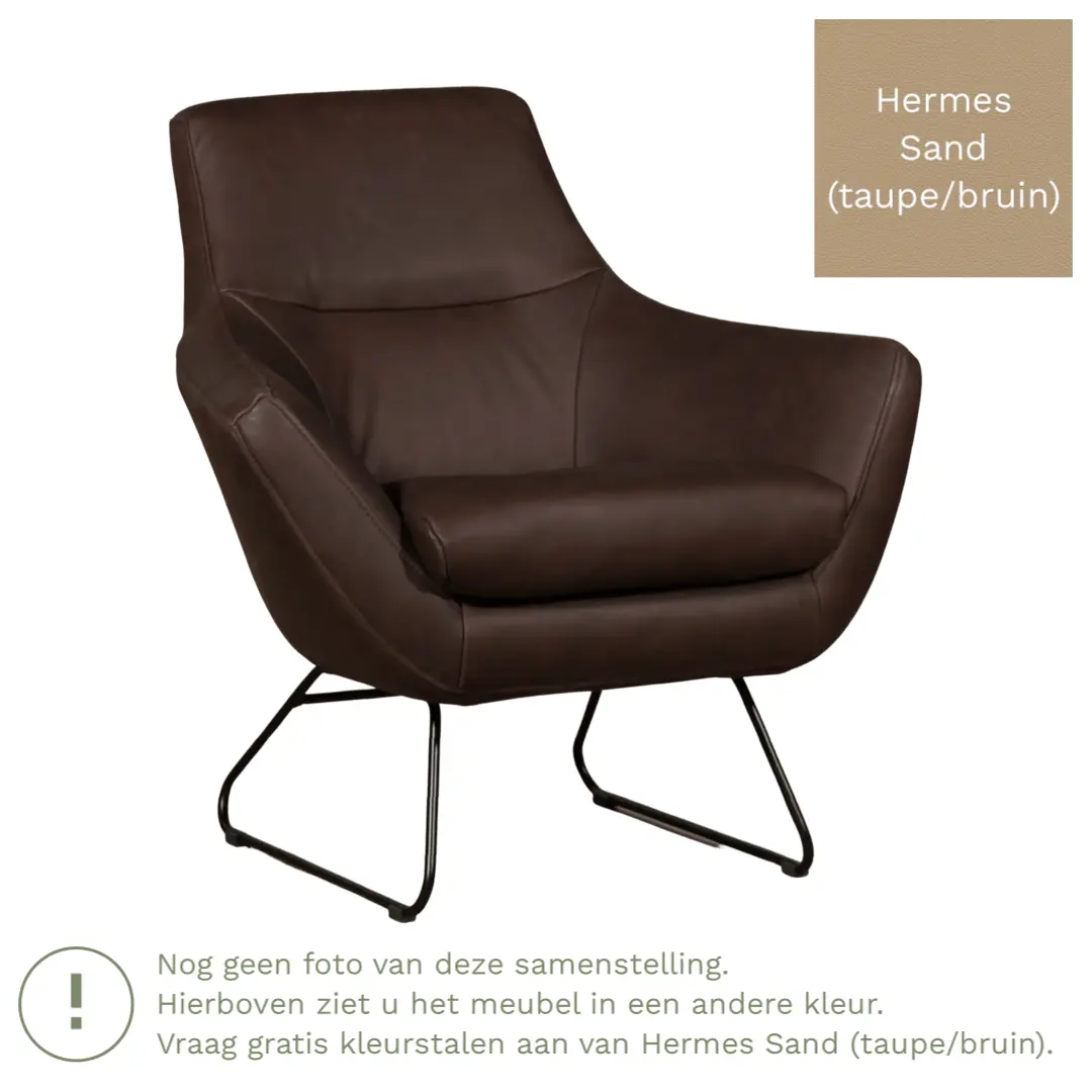 afbeelding van Leren fauteuil Fame - Hermes Sand (taupe/bruin)
