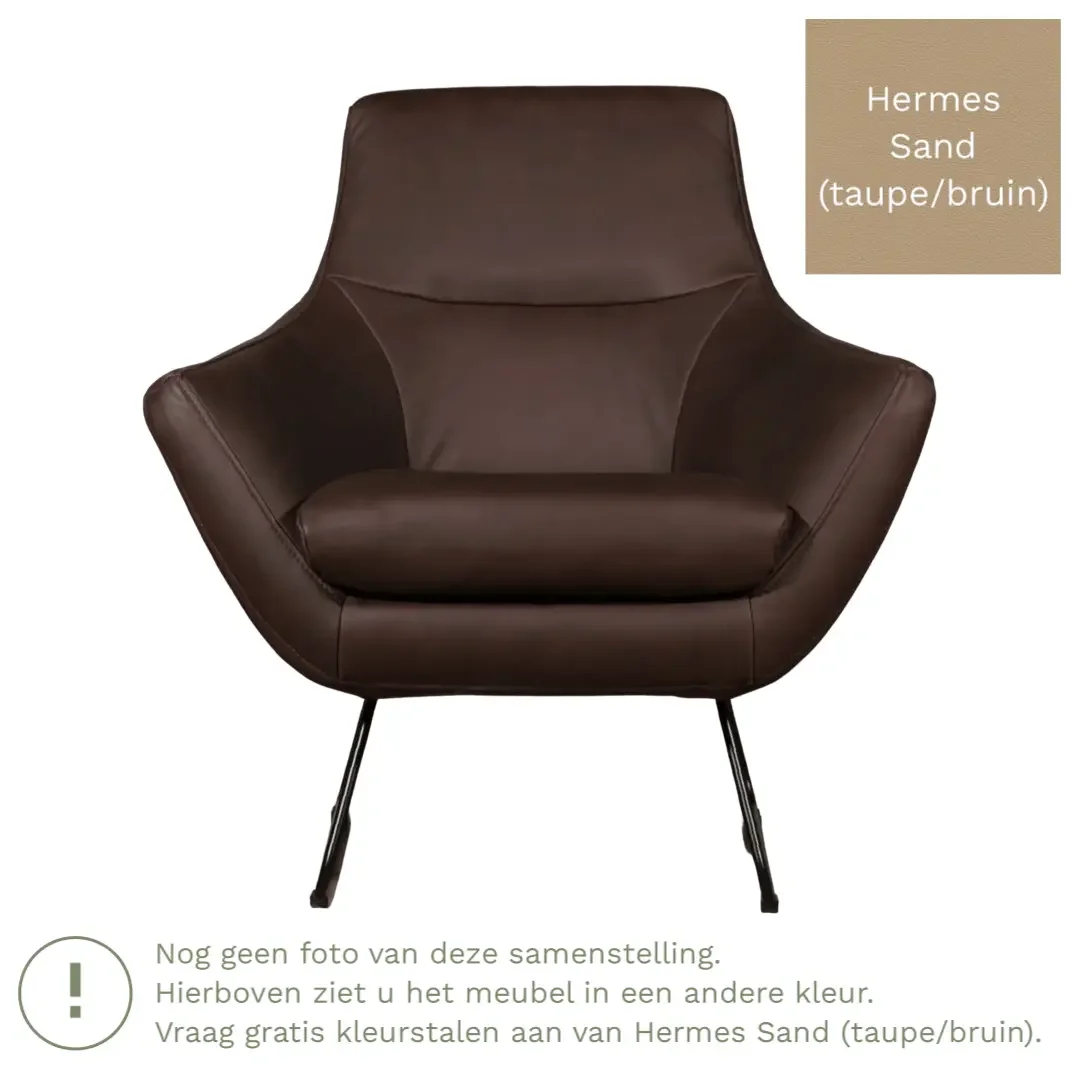 afbeelding van Leren fauteuil Fame - Hermes Sand (taupe/bruin)