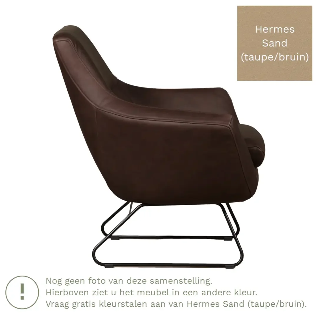 afbeelding van Leren fauteuil Fame - Hermes Sand (taupe/bruin)