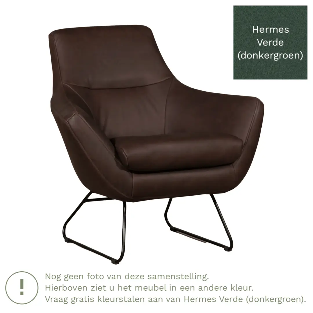 afbeelding van Leren fauteuil Fame - Hermes Verde (donkergroen)