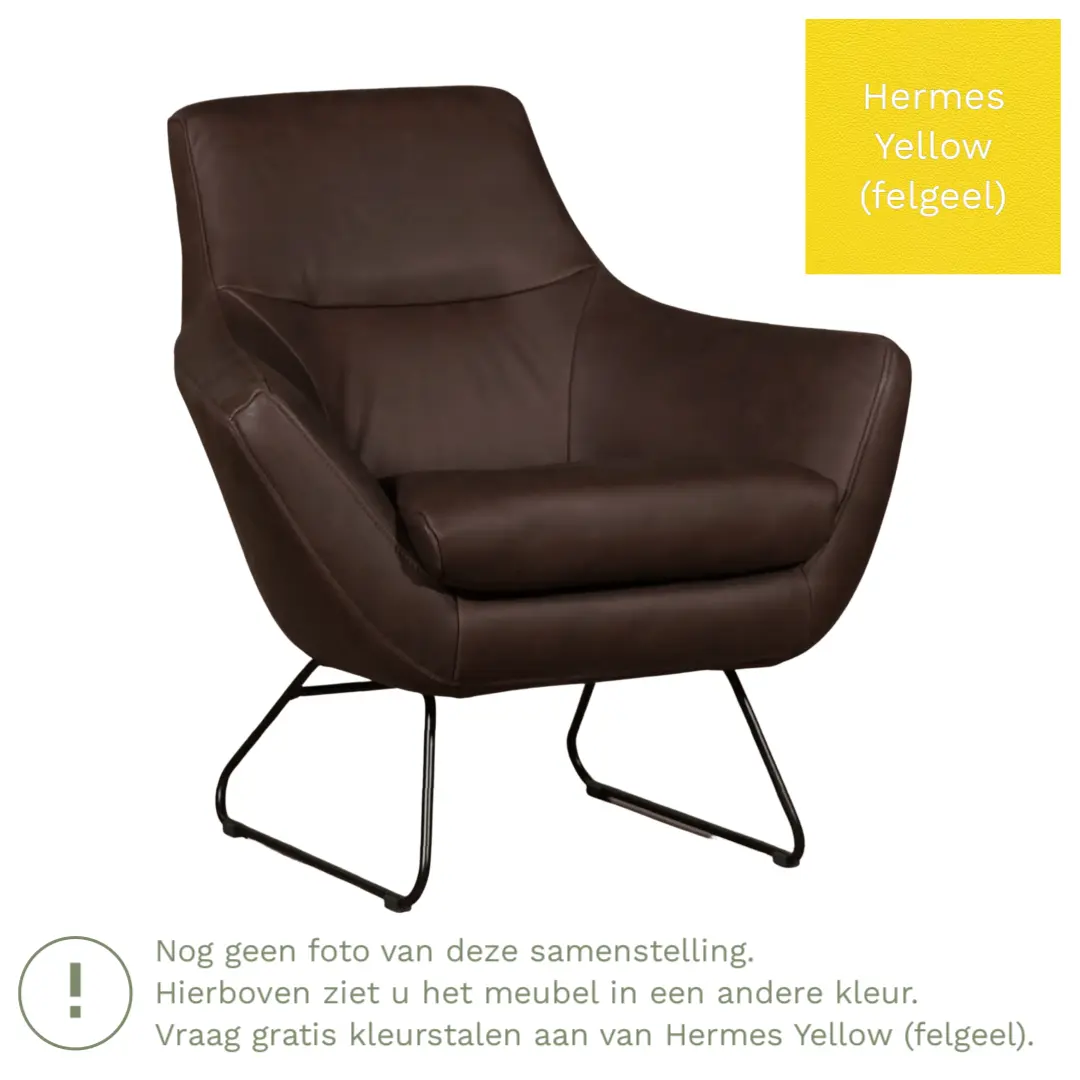 afbeelding van Leren fauteuil Fame - Hermes Yellow (felgeel)