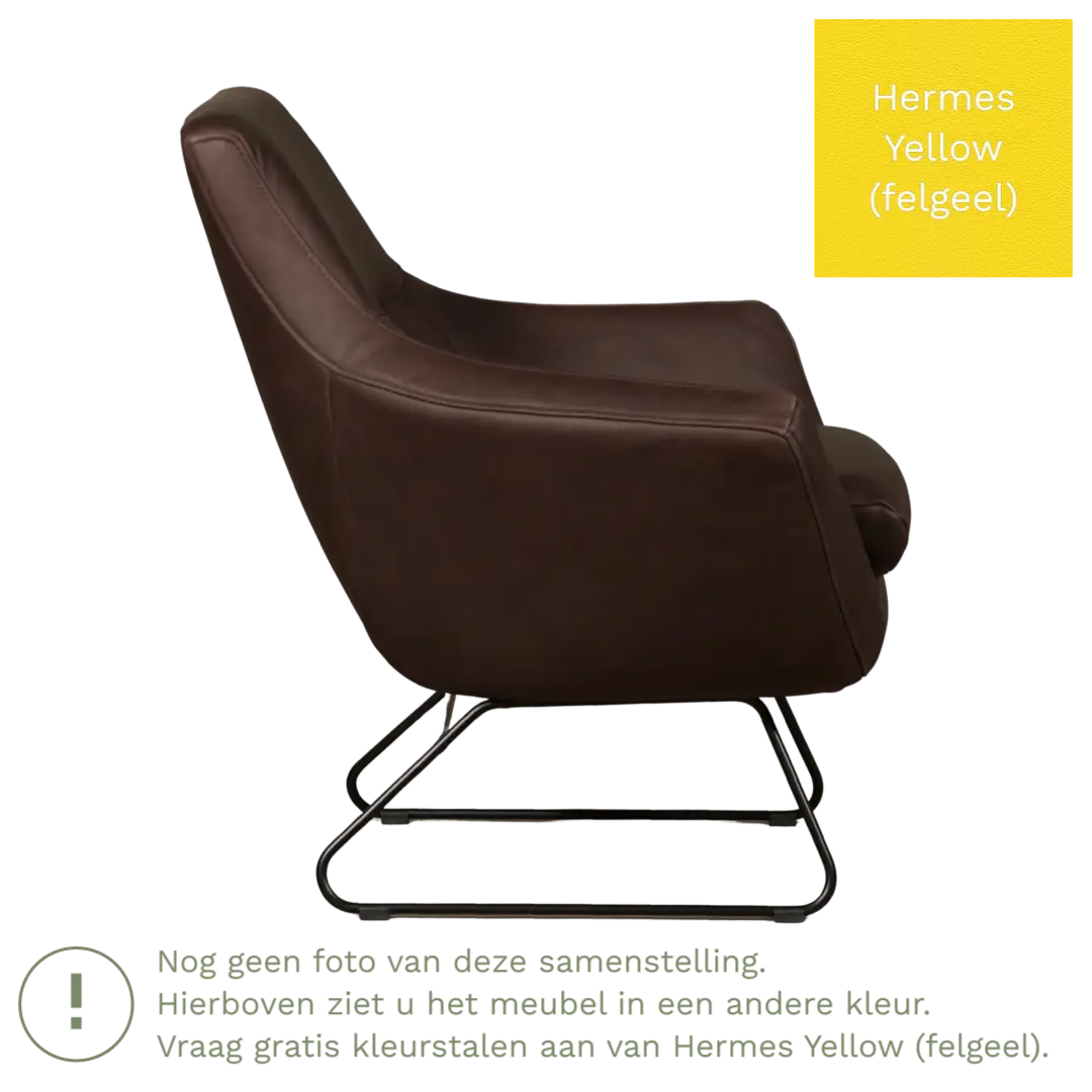 afbeelding van Leren fauteuil Fame - Hermes Yellow (felgeel)