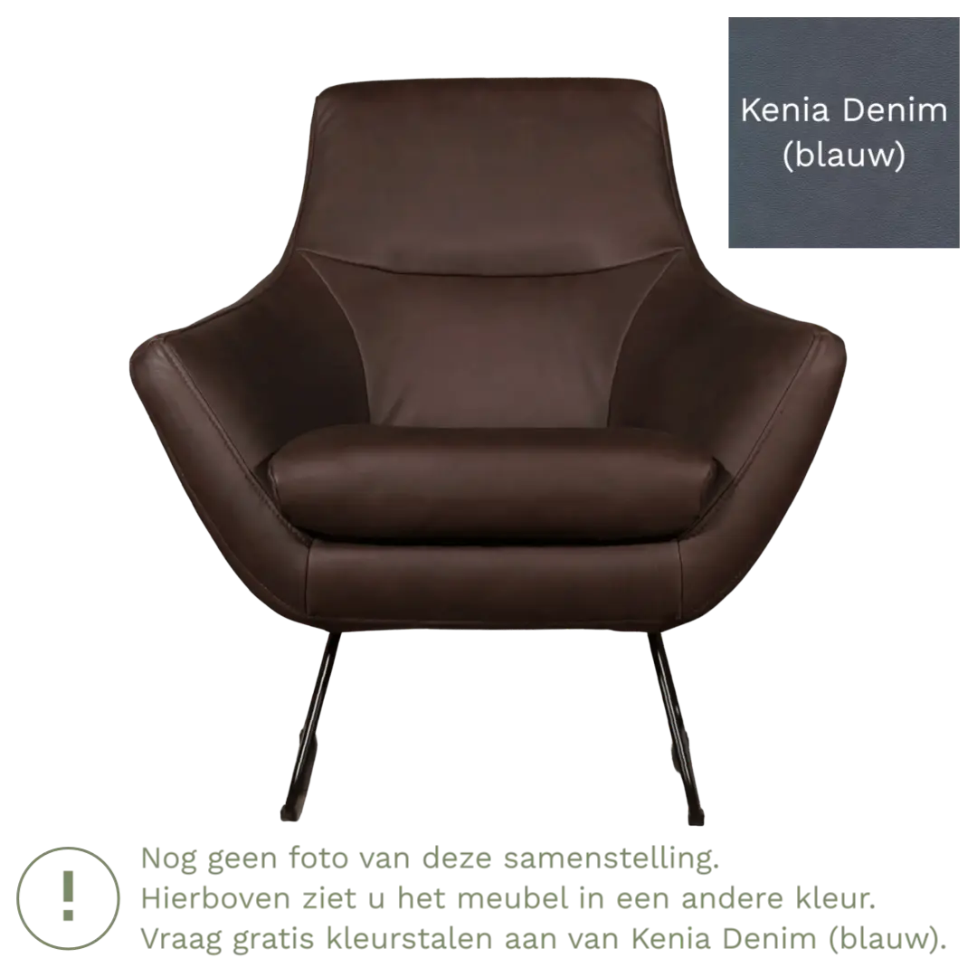 afbeelding van Leren fauteuil Fame - Kenia Denim (blauw)