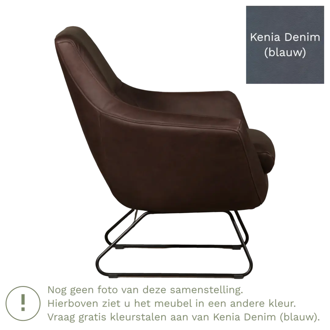 afbeelding van Leren fauteuil Fame - Kenia Denim (blauw)